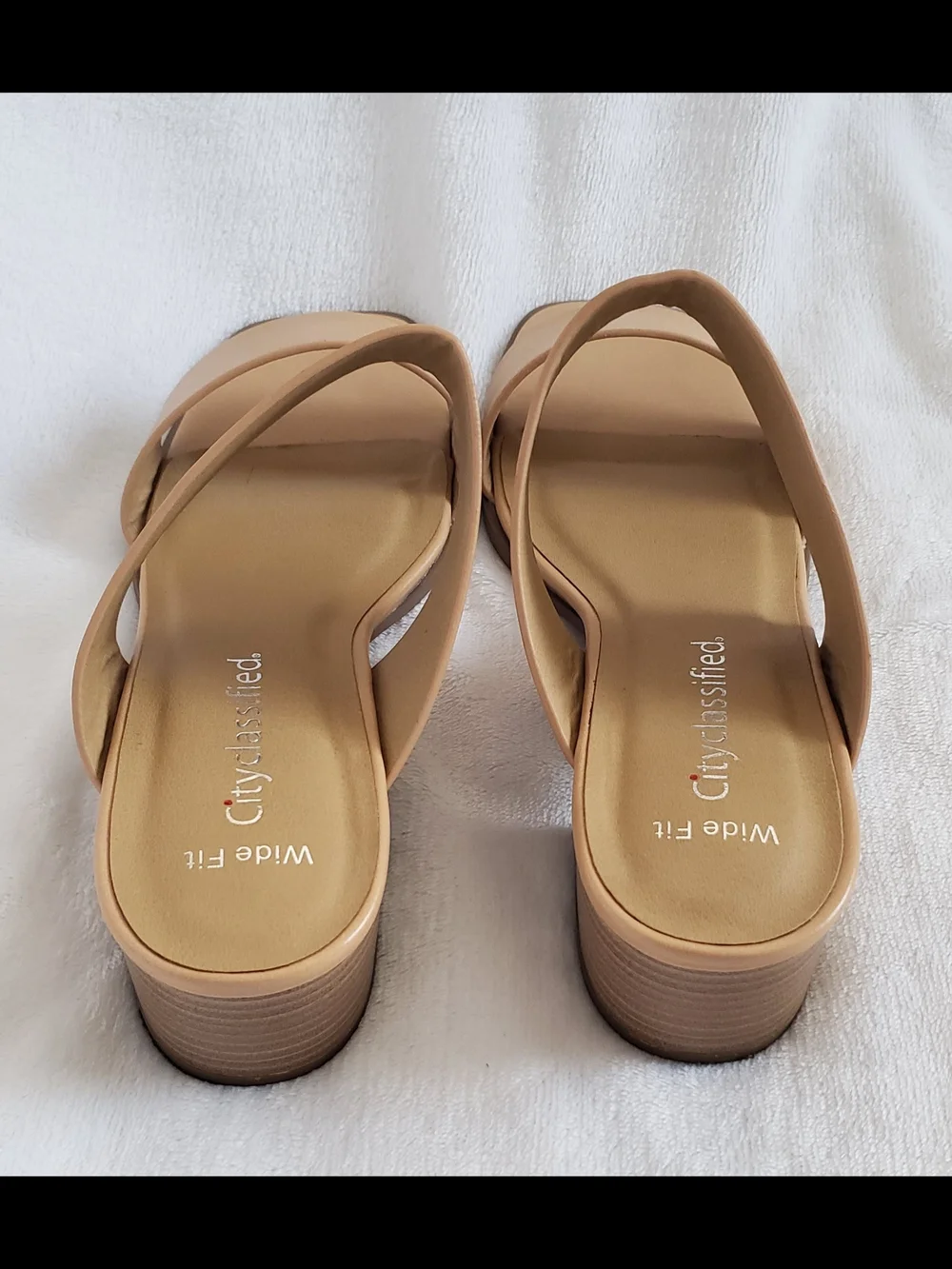 Wide Fit Tan Leather Slide Sandals